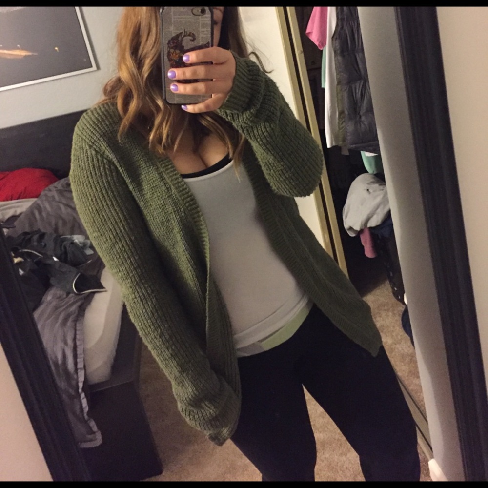 Olive green cardigan