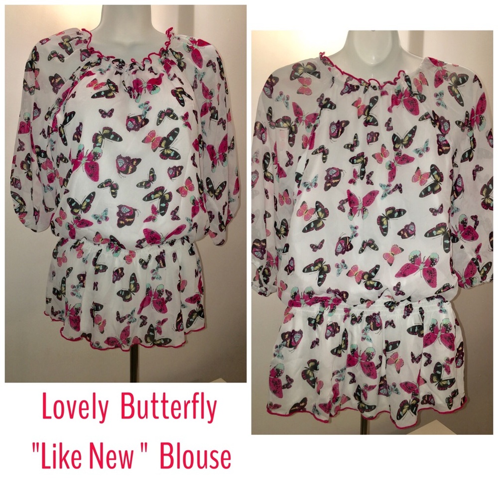 EUC , So pretty for Spring - Butterfly Top