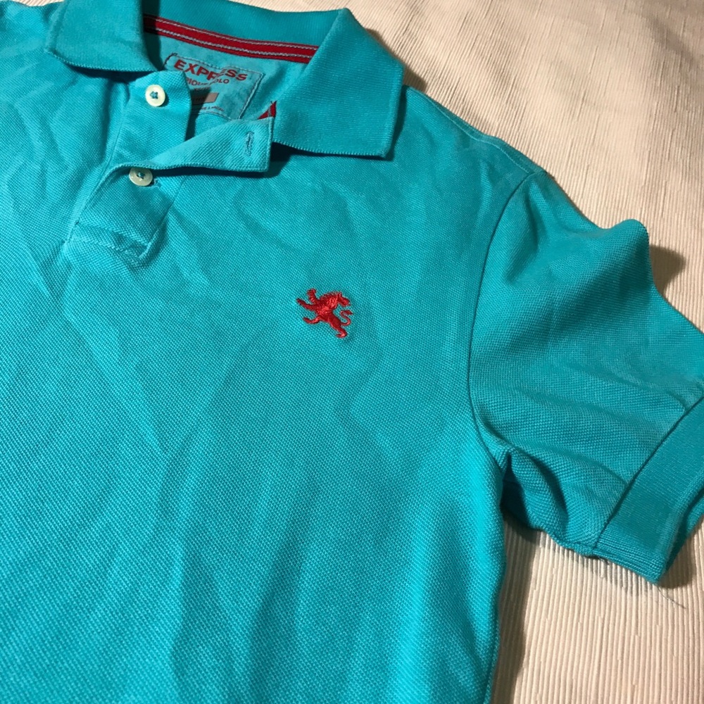 Express Men's Pique Polo XS Aqua