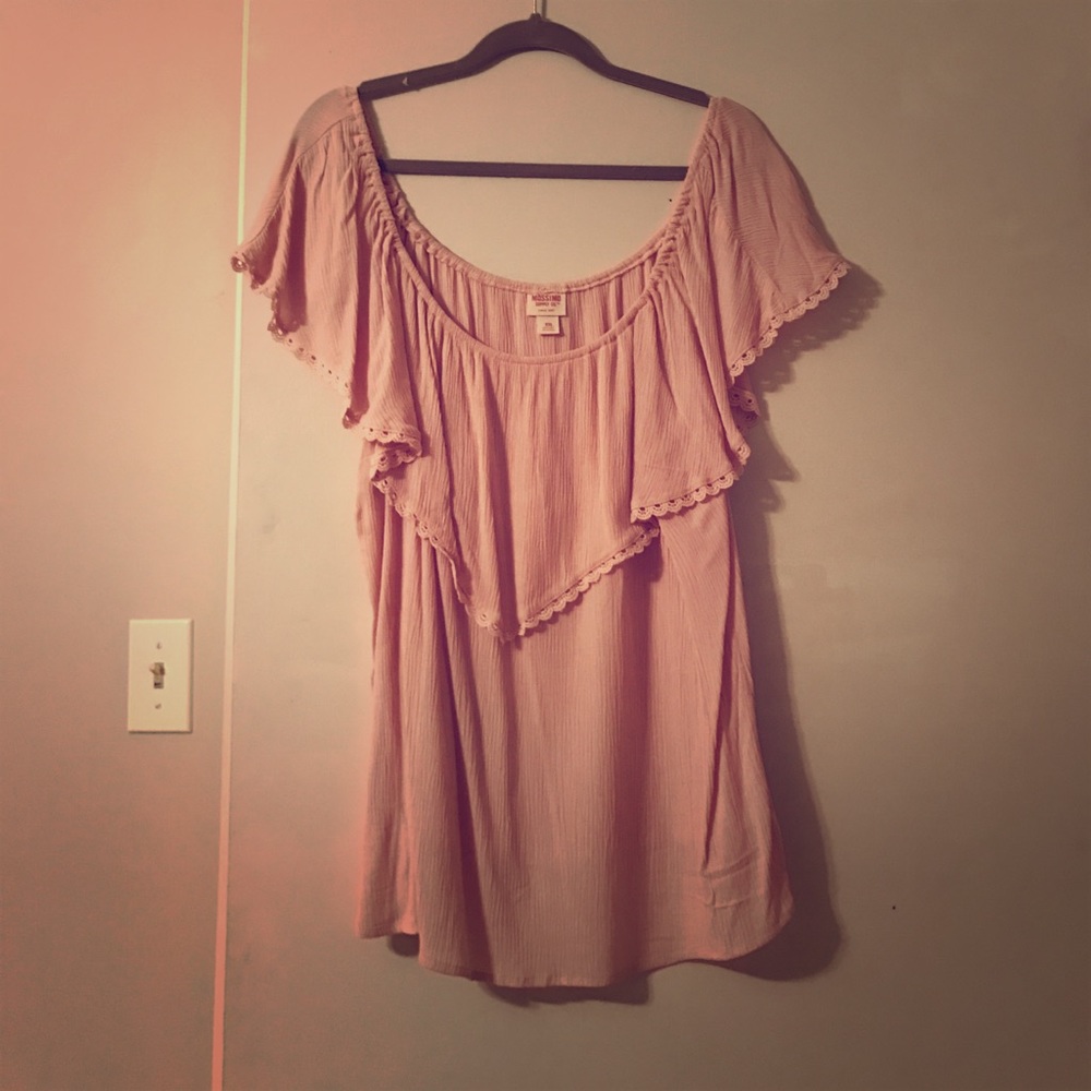Blush pink off the shoulder top
