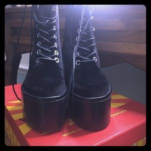 Jeffrey Campbell Commando Velvet Platform Boot