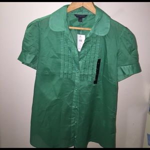 Banana Republic Spring Turq-Green Blouse, sm NWT