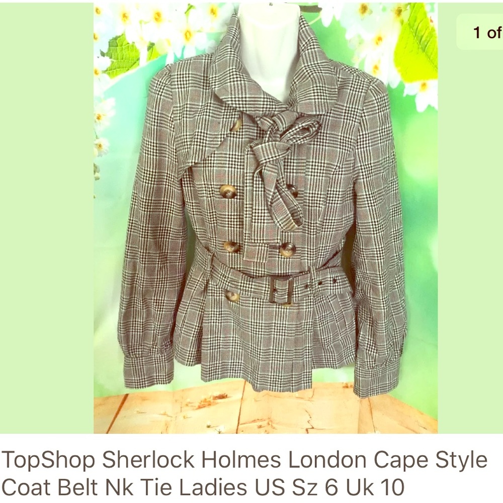 TopShop London cape style coat US sz 6 UK 10 plaid