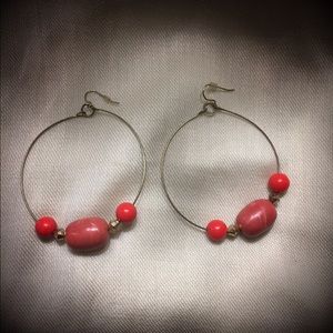 Pretty coral and gold gone hoop earrings