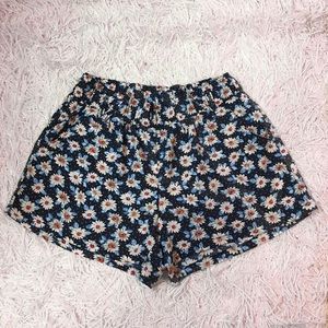 White Floral Shorts