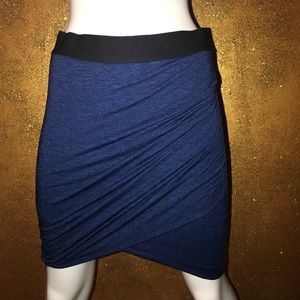 Blue Knit Wrap Skirt