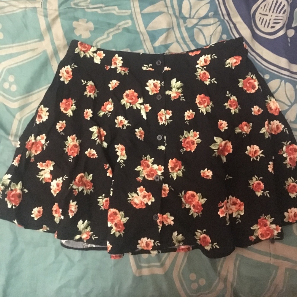 Floral button down skirt