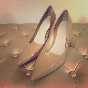 Nine West Pointed Toe Pumps Nude Leather