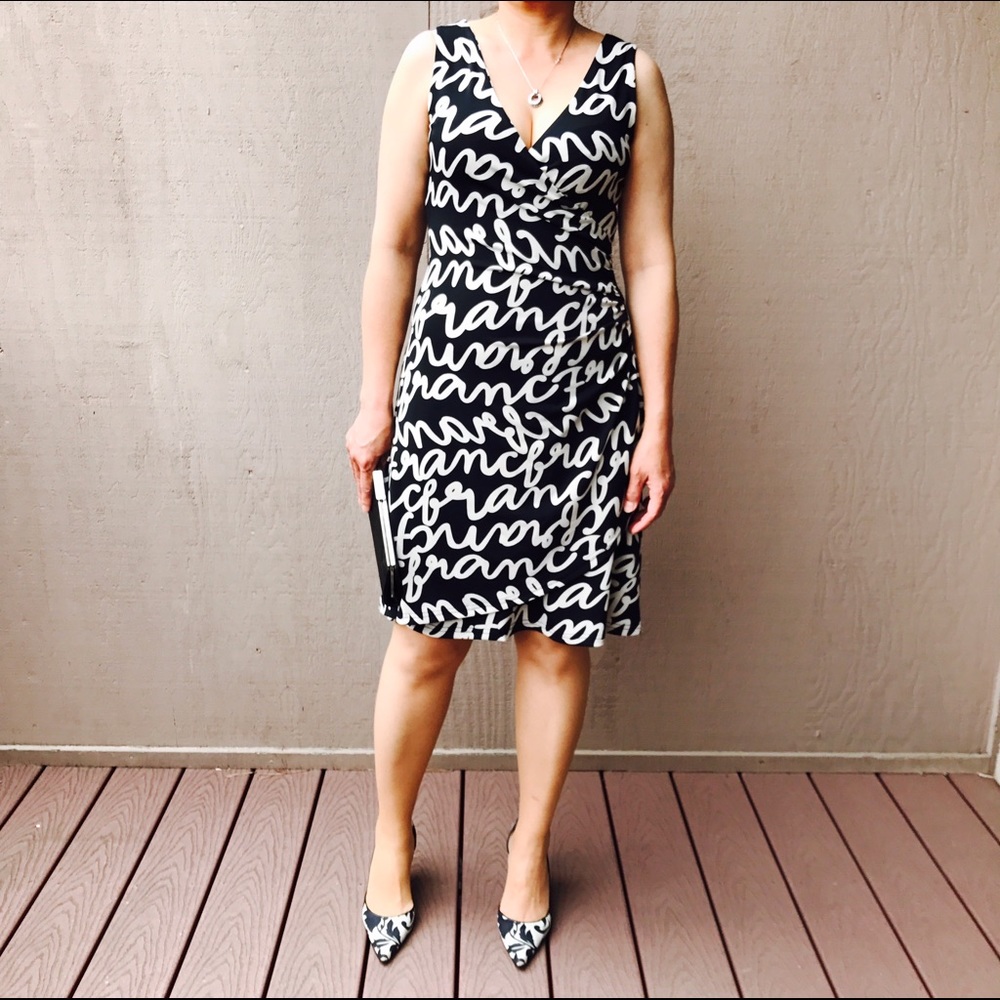 (M) Teaberry Black White Dress Worn Once