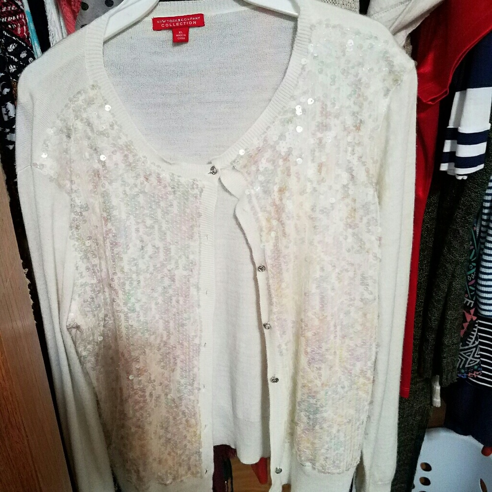 White sparkly sweater
