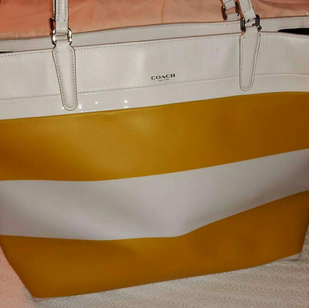 XL STRIPED COACH Tote
