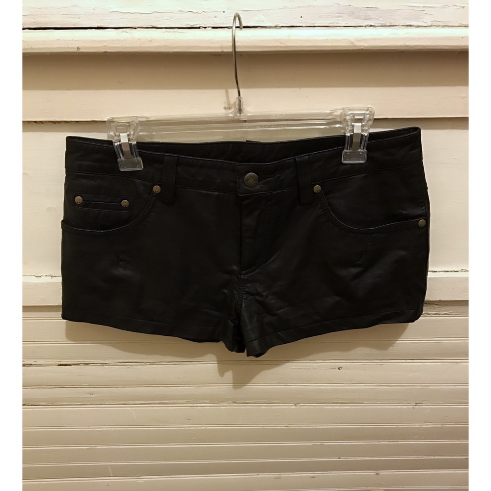 Free People black vegan leather shorts