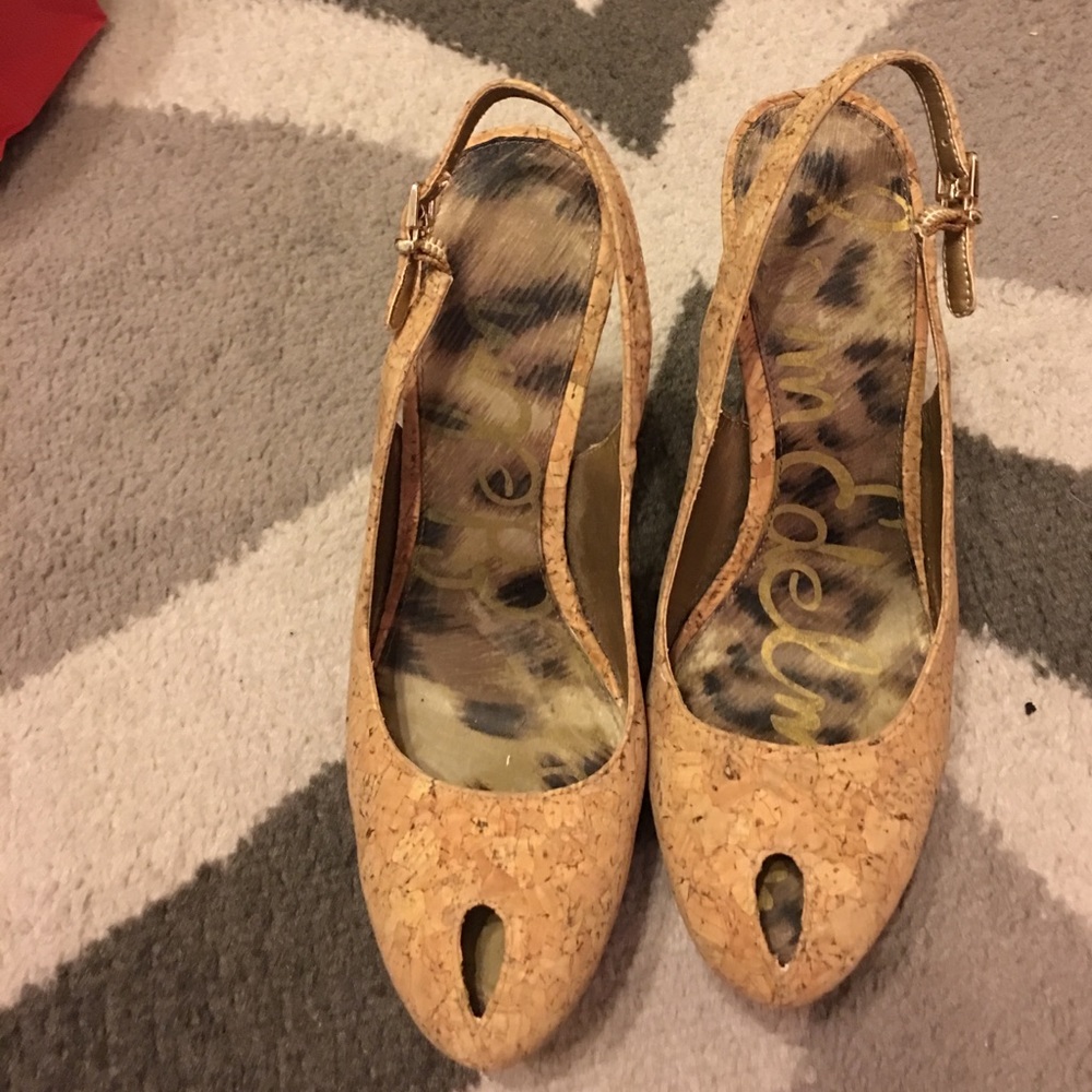 Cork slingback shoes