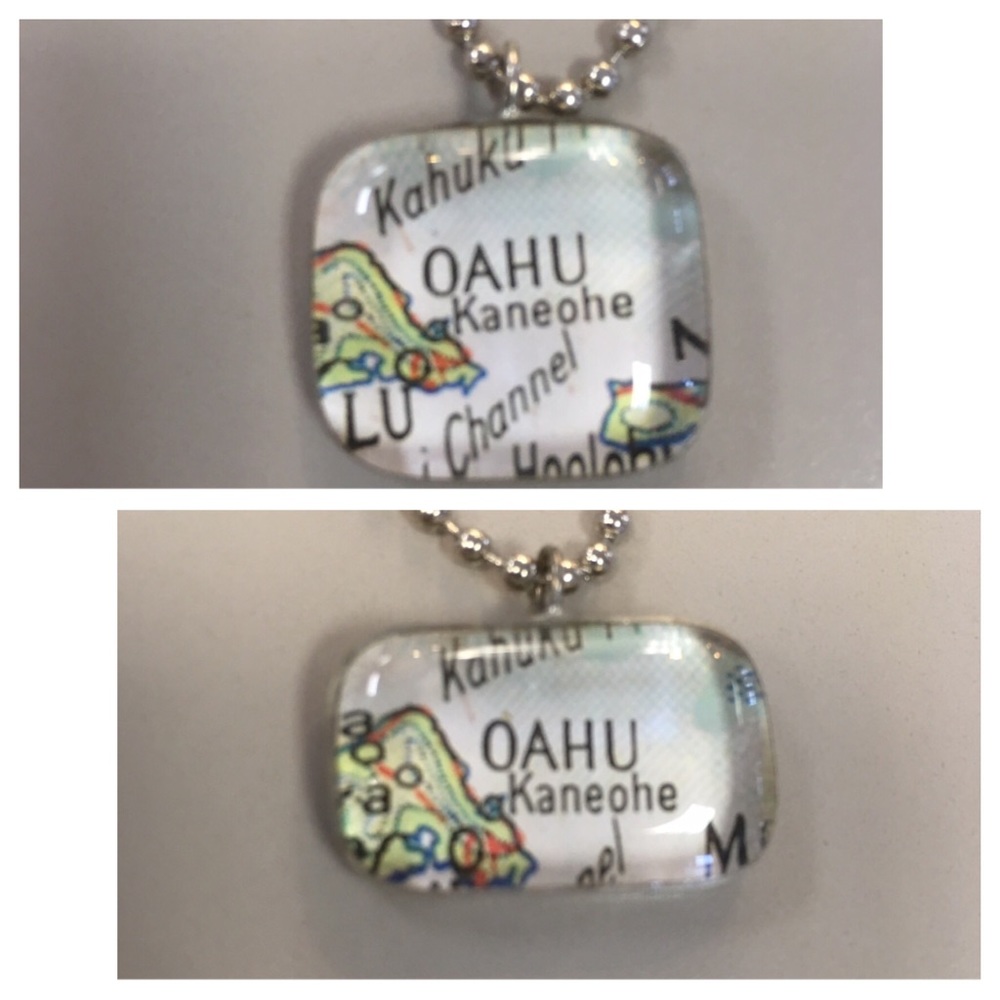 CynCity Oahu Map Pendant & ball chain