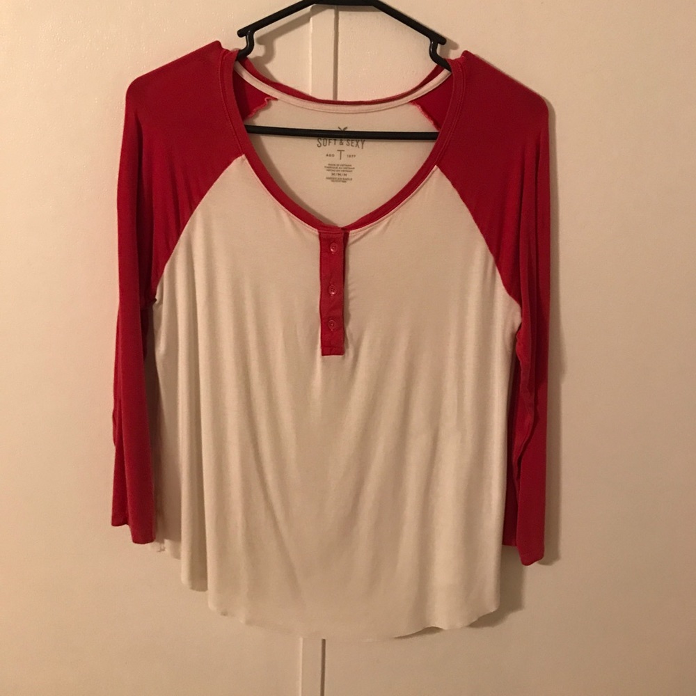 American eagle baseball Henley tee