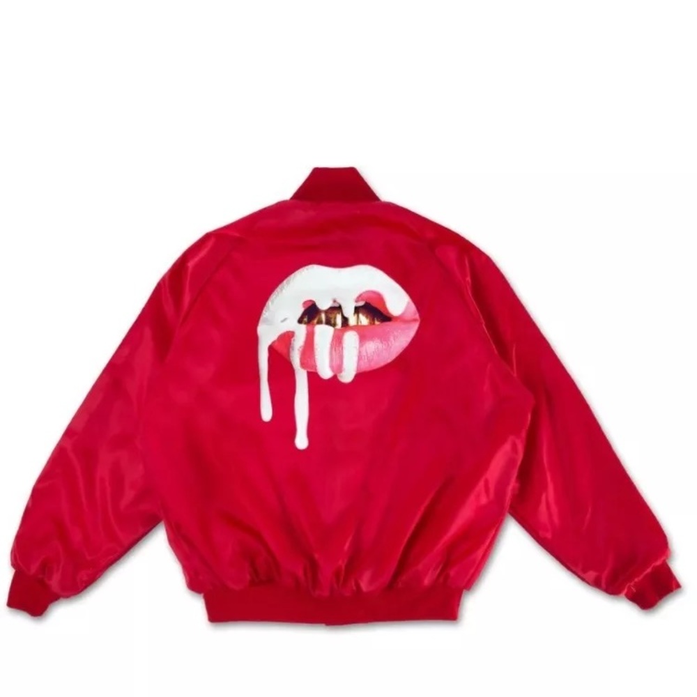 RARE AUTHENTIC Kylie Jenner Lips Bomber Jacket - Picture 1 of 4