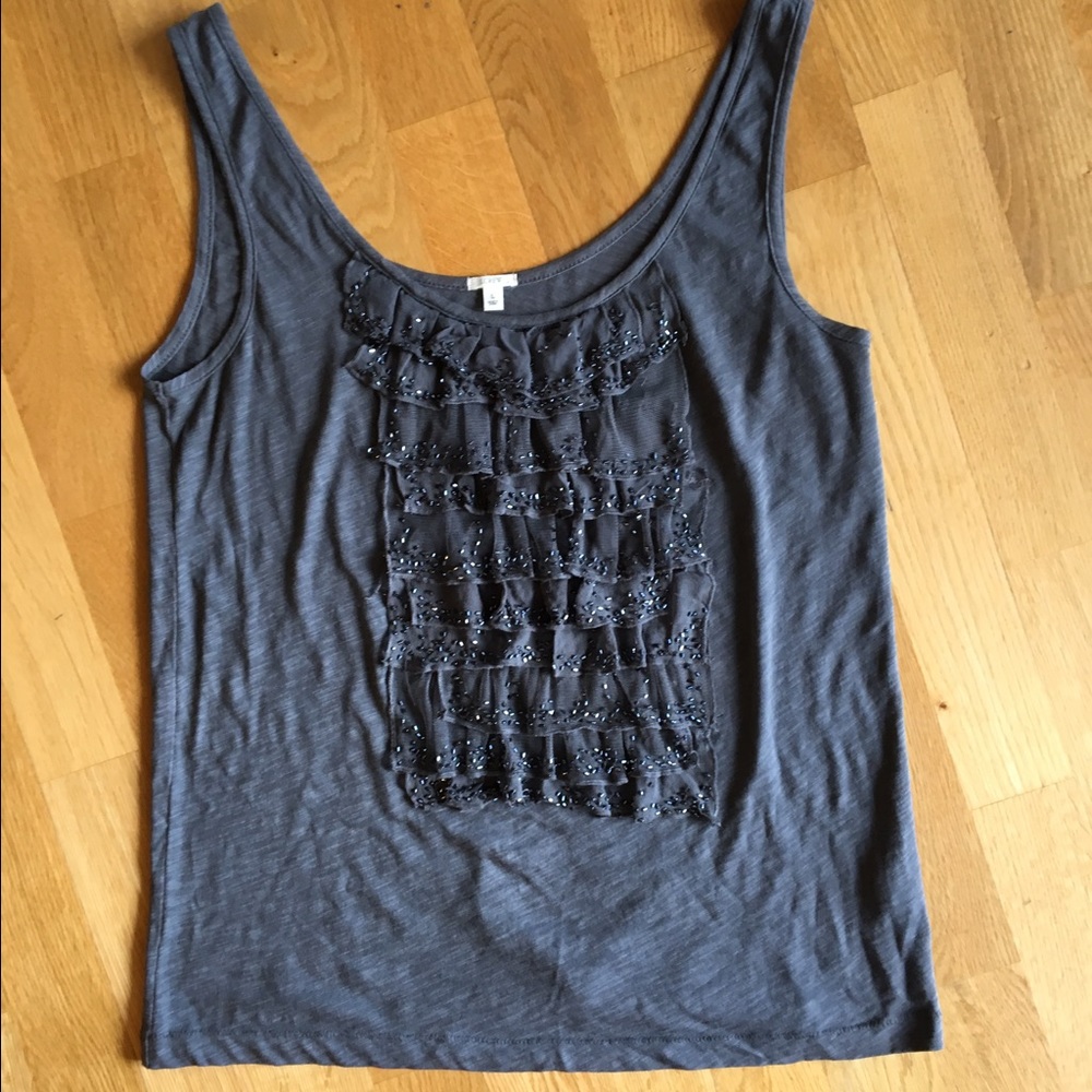 Soft cotton J.Crew tank with sequin bib