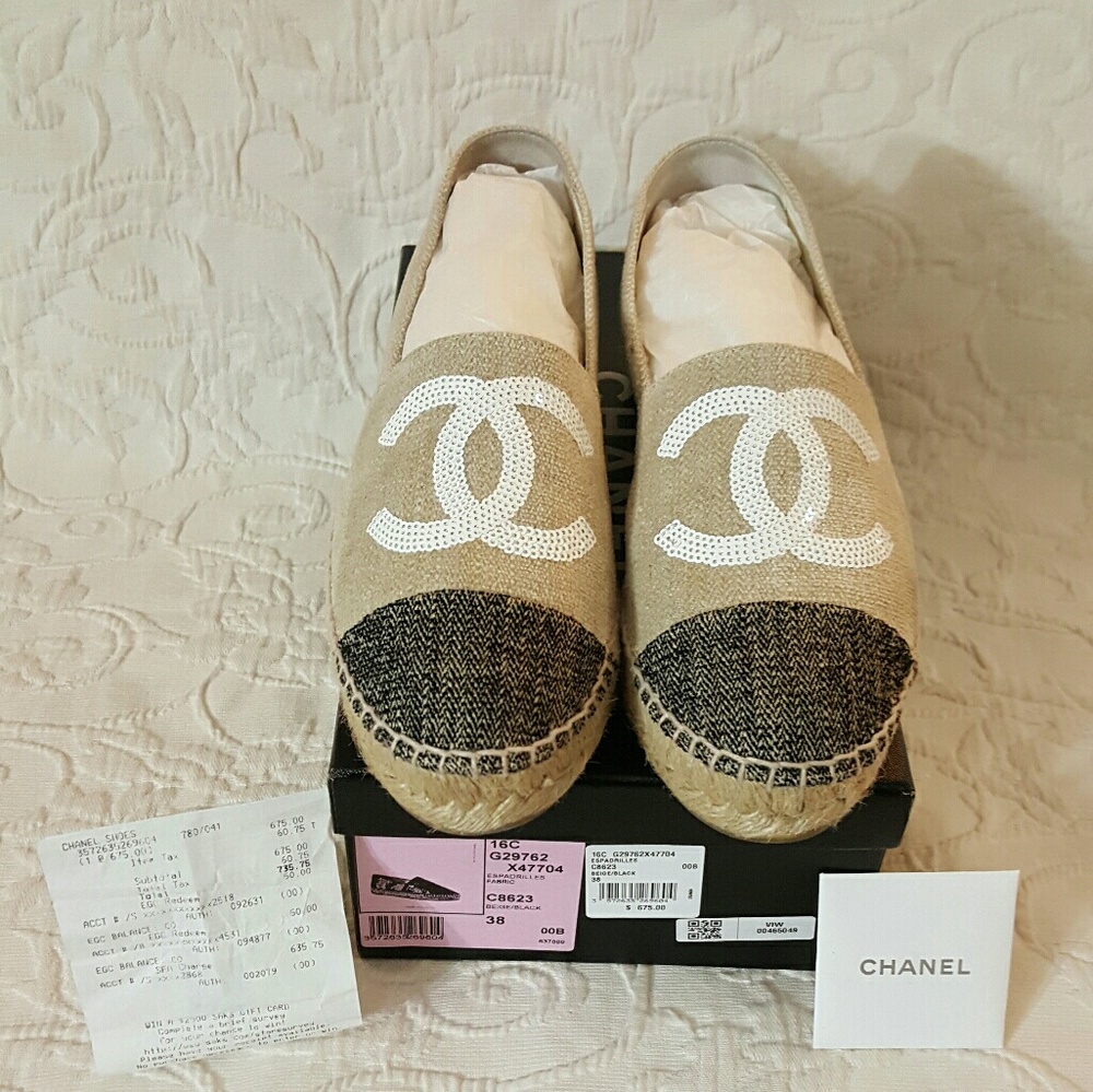 Chanel Espadrilles Beige Black SOLD