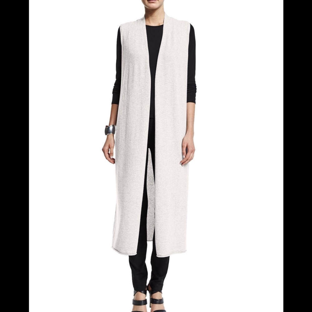 Eileen Fisher Drama Long Cashmere Vest (Off White)