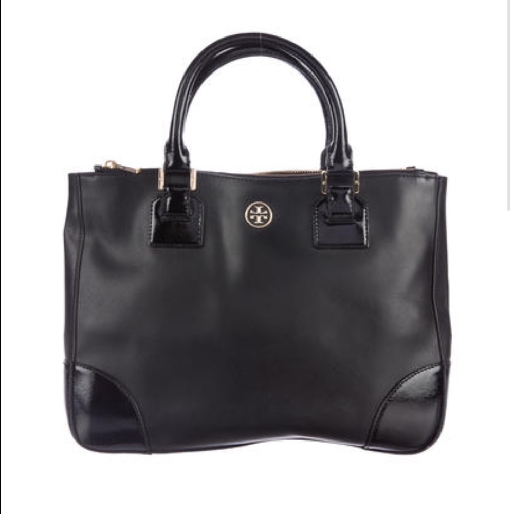 Tory Burch Robinson Double-Zip Tote. Black