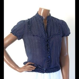 Twentyone - Navy Blue Ruffle Blouse - Sz S/M