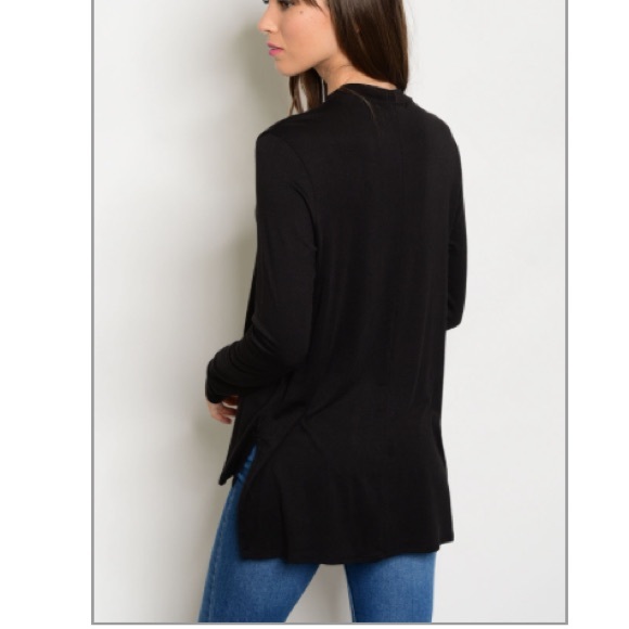 Hi-Low Choker Crossed Front Long Sleeve Top - Picture 2 of 4