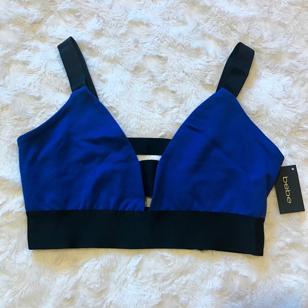 bebe strappy bra top, nwt, size M