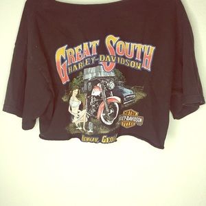 Harley Davidson distressed crop top tee