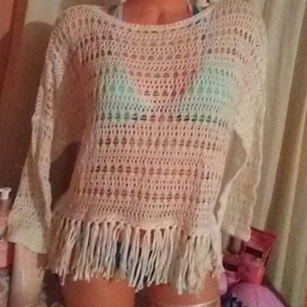 💥1-DAY SALE 💥Crochet Swim Coverup Sweater Top