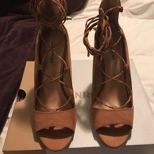 Lace wrap open toe heels !! Offer ?