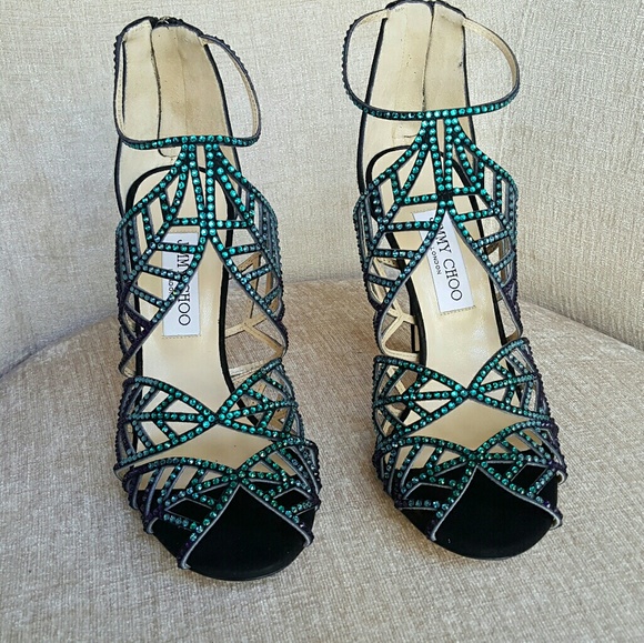 NIB Jimmy Choo Black Suede Crystal Kallai Pumps - Picture 1 of 6
