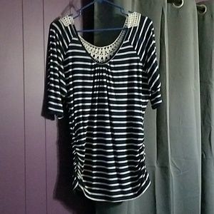 Striped low cut shirt