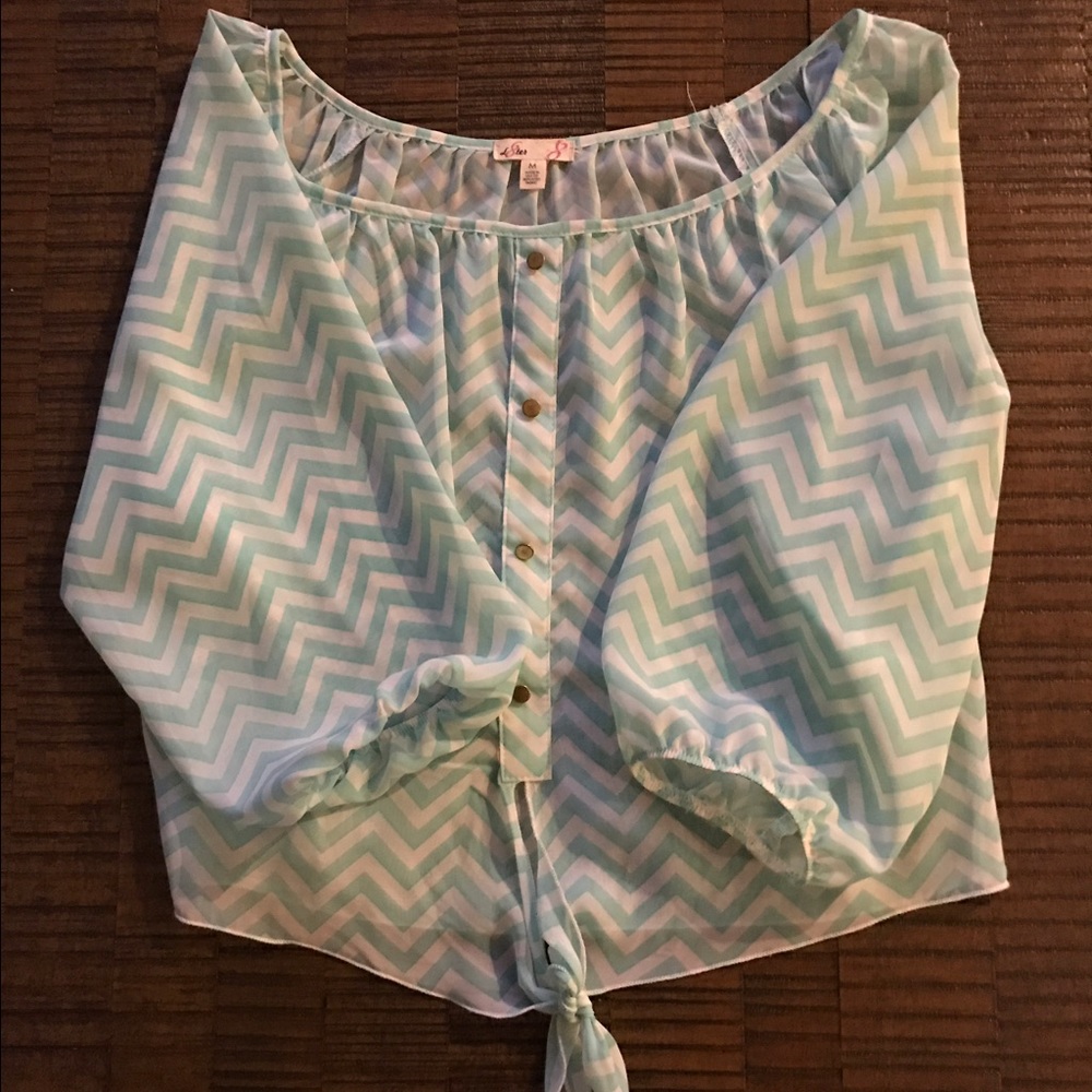 ✨HOLD Tiffany Blue Chevron Blouse✨