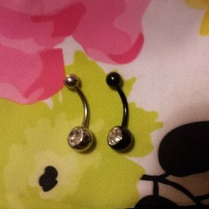 Silver and Black Belly Rings