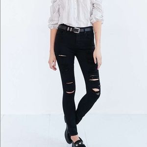 UO Black distressed high rise jeans