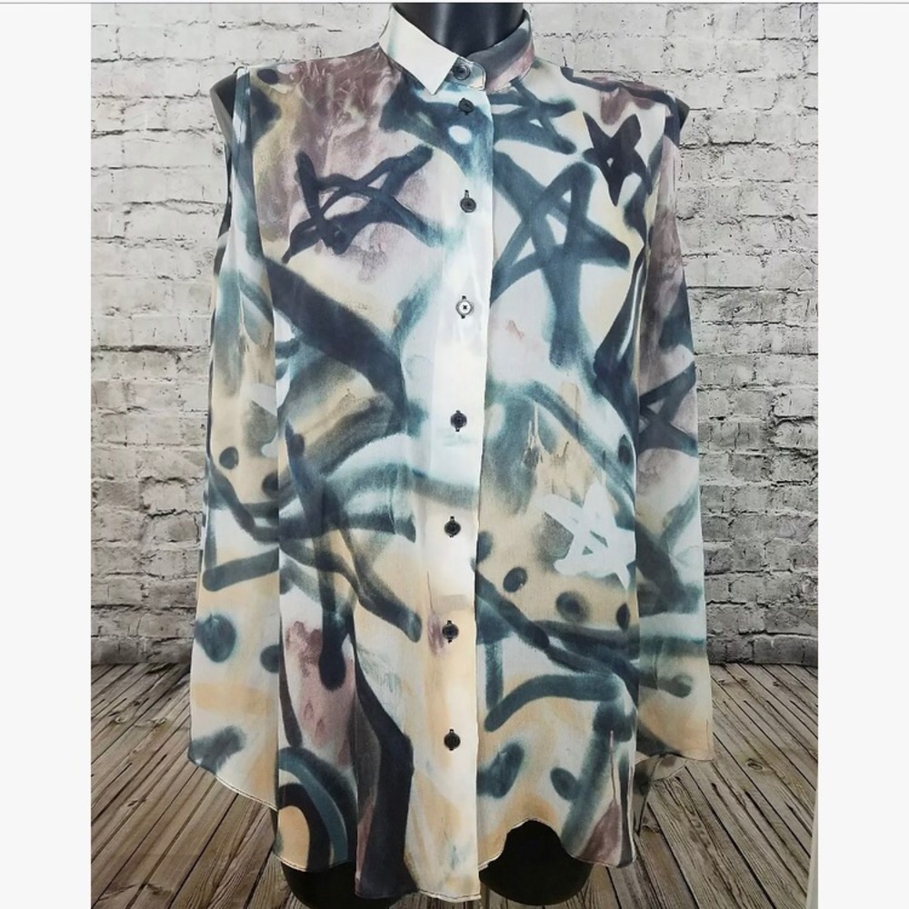 RARE Acne Studios Tauri Print Sleeveless Blouse