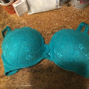 teal push up plunge bra
