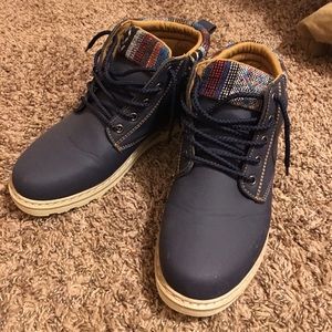 Blue lace up boots