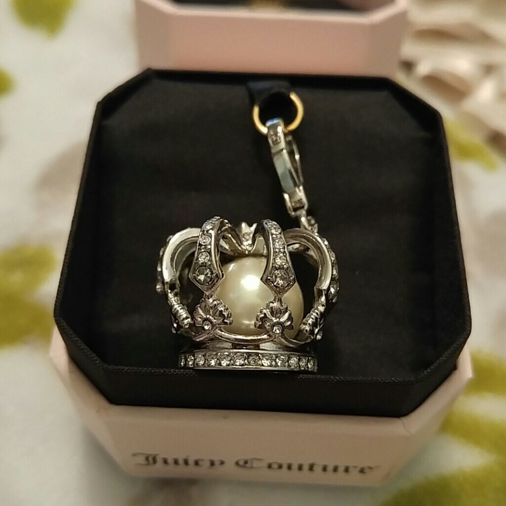 Juicy Couture Silver and Pearl Crown Charm