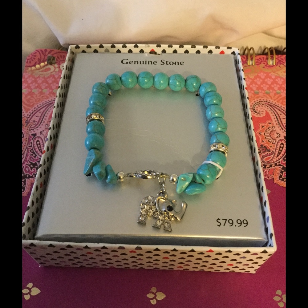 TURQUOISE GEMSTONE ELEPHANT BRACELET