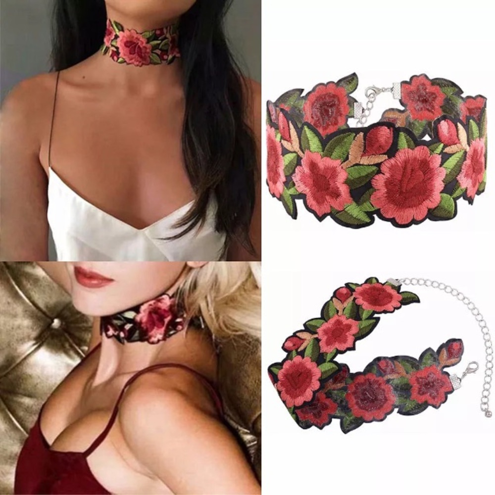 Arrived!!!!! Beautiful wide embroidered choker.