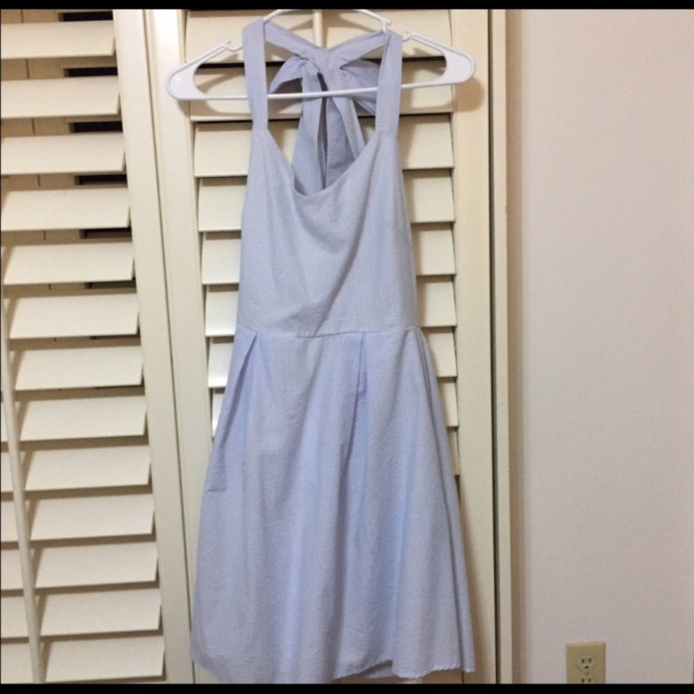 Preppy light blue seersucker dress