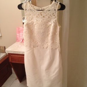 NWT Floral Ivory Overlay Dress