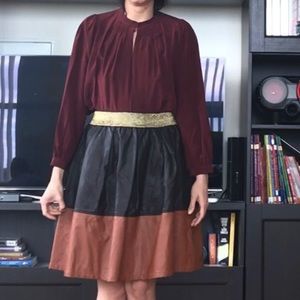 Anthropologie Two-Toned Faux Leather Skirt
