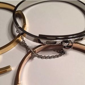 Silver Safety Chain Bangle Bracelet