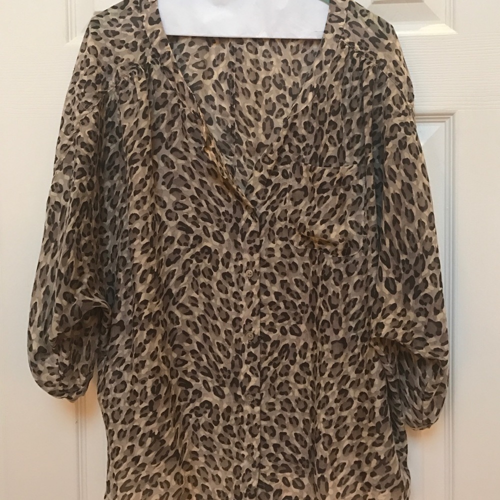 LOFT by Ann Taylor Animal Print Silk Top