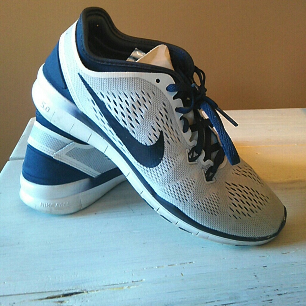 Navy and white nikes