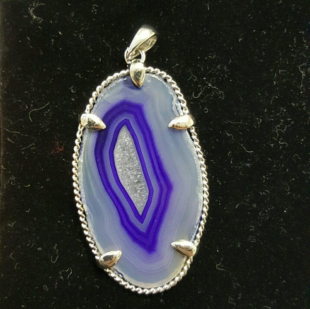 Amazing purple and silver agate pendant
