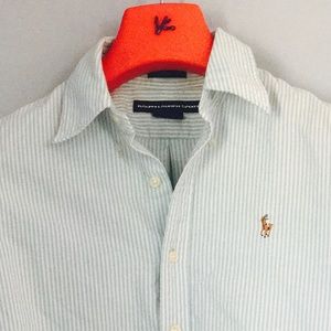Ralph Lauren Teal/White Seersucker Button-Up