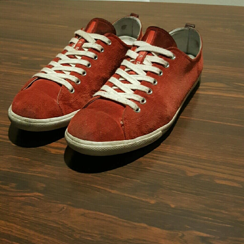 Red Suede Prada Sneakers